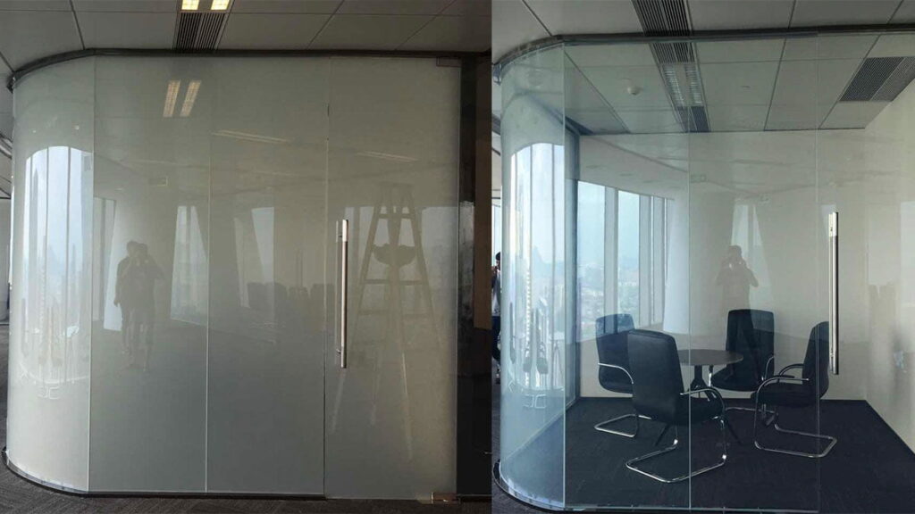 EVA film vidrio inteligente PDLC, laminación film PDLC con EVA, compatibilidad EVA PVB vidrio conmutable  